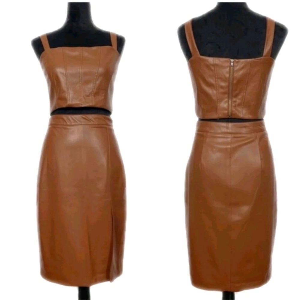 Jason Wu Faux Leather Skirt & Cropped Top 2pc Set